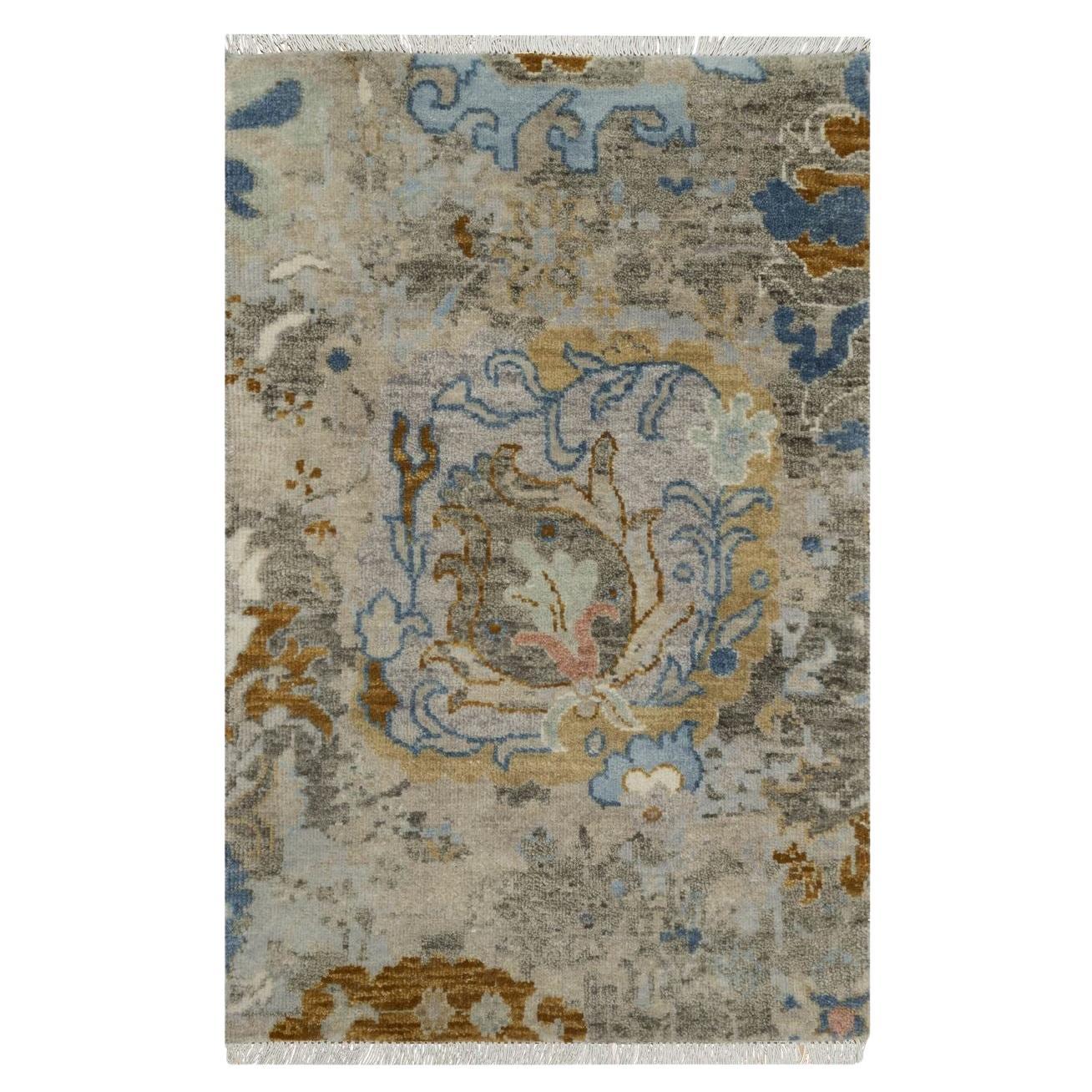 2
x3
1" Cashew White Broken Pattern Oushak Design 100% Wool Hand Knotted Rug For Sale