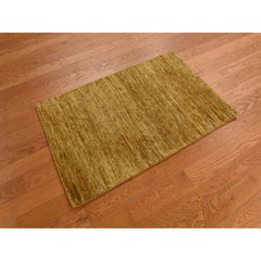 2'x3'1" Copper Brown Plain Solid Design Pure Sari Silk Sample Hand Knotted Rug