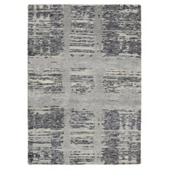 2'x3'1" Grau handgeknüpftes modernes Design handgesponnene ungefärbte Wolle Matte Orientteppich