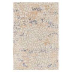 2'x3'1" Gray Mosaic Design Wool and Pure Silk Hand Knotted Modern Oriental Rug