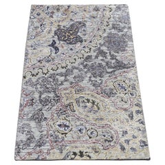 2
x3
1" Grigio, THE MAHARAJA, Tappeto in pura seta e lana testurizzata, annodato a mano