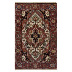 2'x3'1" Ivory Antiqued Fine Heriz Re-Creation Hand Knotted Wool Small Mat Rug
