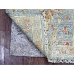 2'x3'1" Hellblauer Afghanischer Angora Oushak Blatt Design Handgeknüpfter Wollteppich