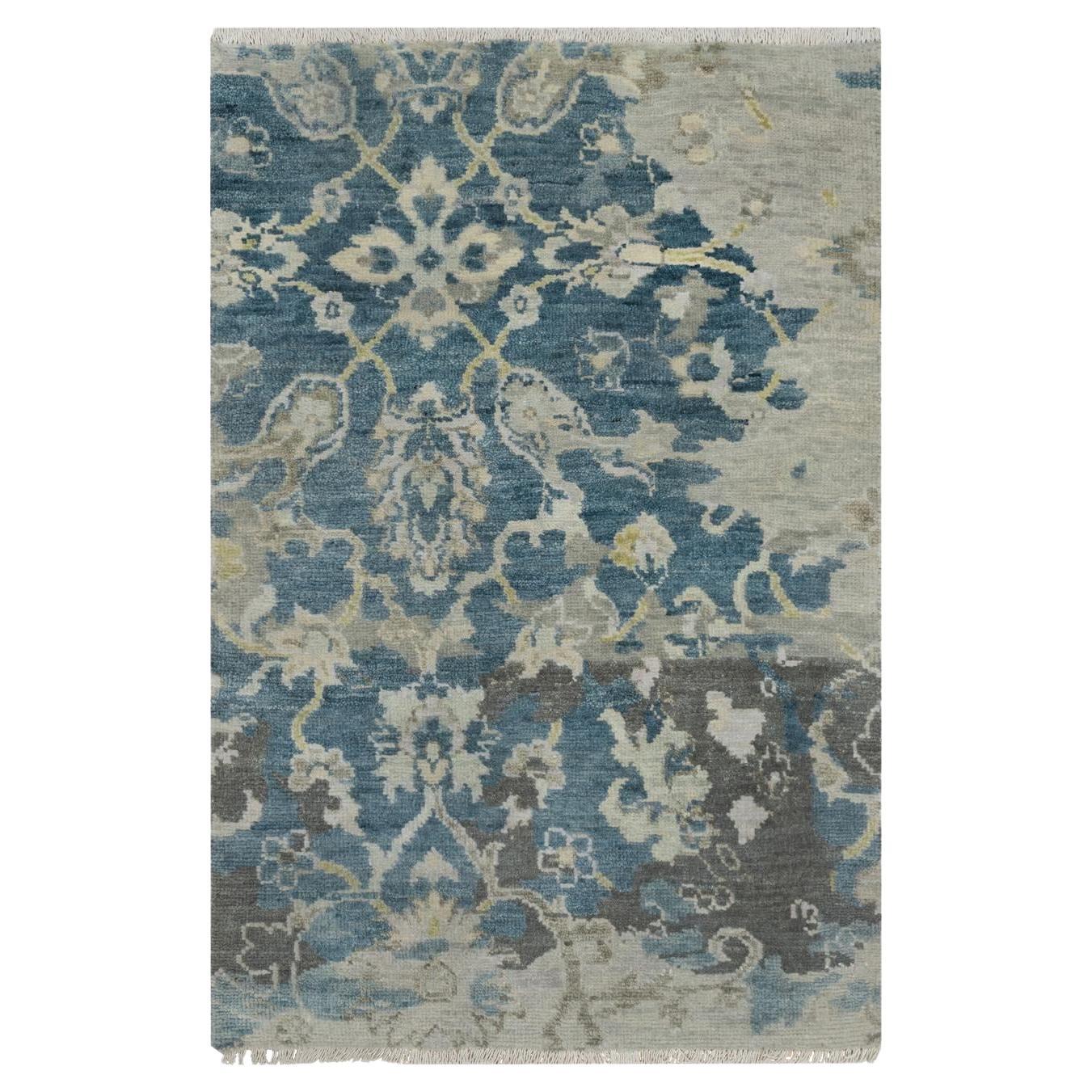 2
x3
1" Stockente Blau Gebrochenes Muster Oushak Design 100% Wolle Handgeknüpft Teppich im Angebot