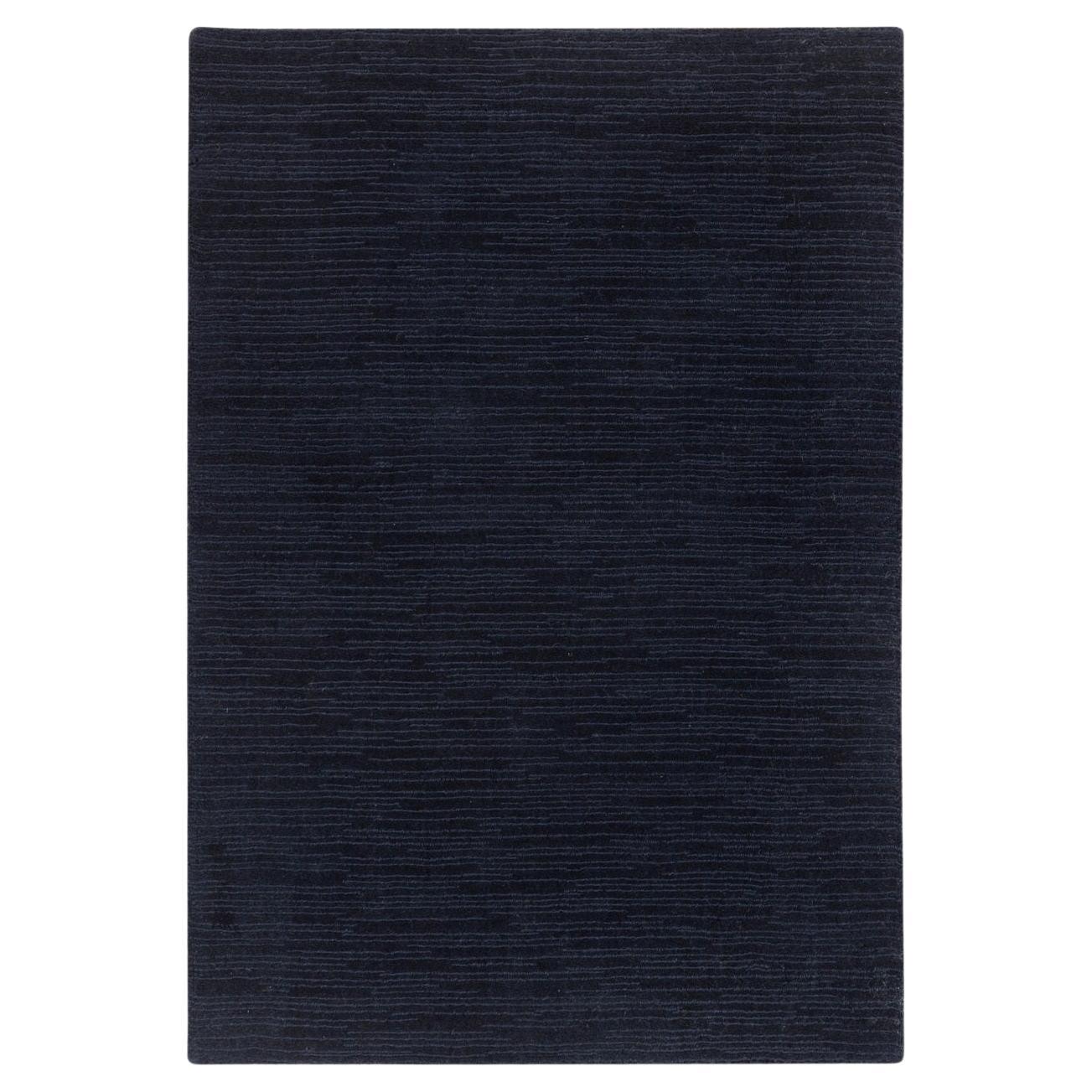 2'x3'1" Millennium Blue Wool and Plant Based Silk Loom Knotted Plain Mat Rug For Sale