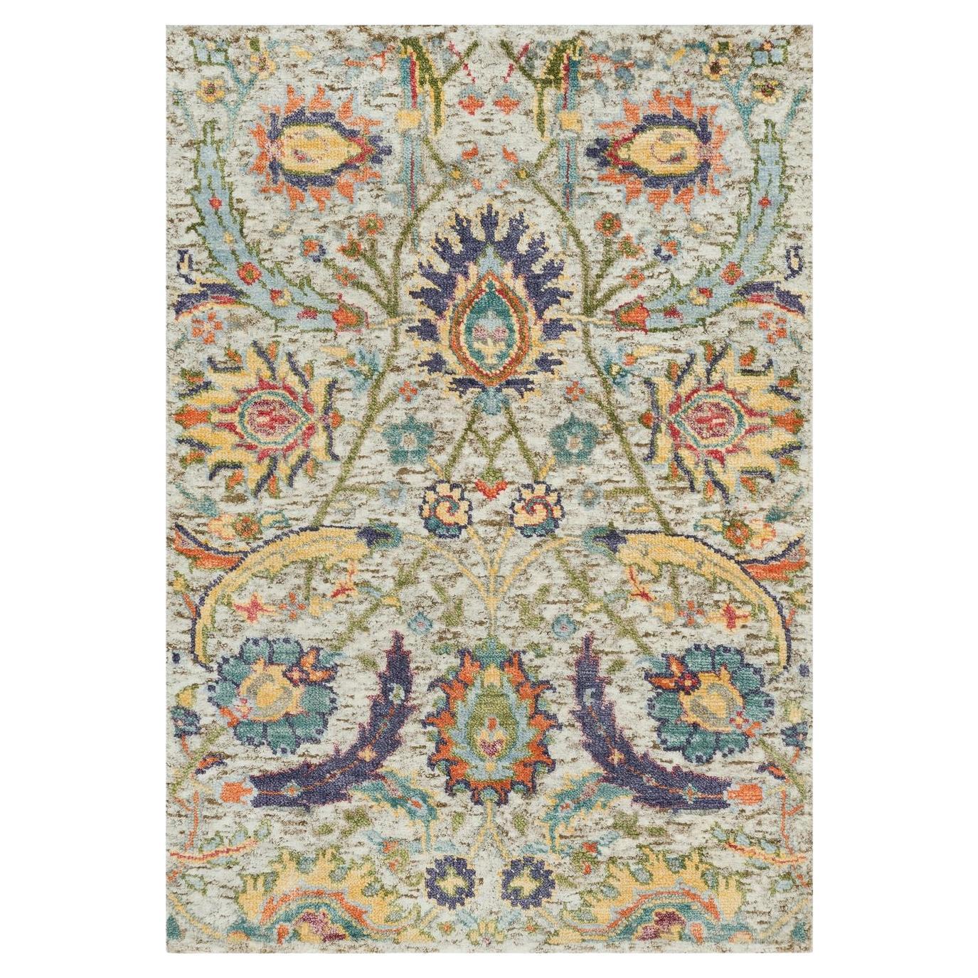 Tappeto orientale 2'x3'1" Natural Tan Sickle Leaf annodato a mano in lana e seta
