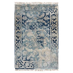 2
x3
1" Marineblau Handgeknüpft Heriz Erased Design Wolle und Seide Matte Teppich