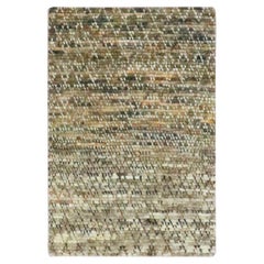 2'x3'1" Shades of Brown Grass Design Hand Knotted Wool Mat Small Oriental Rug