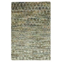2'x3'1" Shades of Brown Grass Design Pure Wool Hand Knotted Mat Oriental Rug