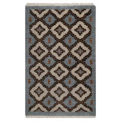 2'x3'1" Silver Southwestern American Indian Design Hand Knotted Wool Mat Rug