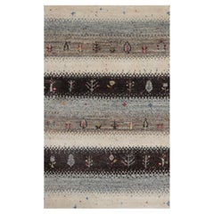 2'x3'1" White Hand Knotted Lori Buft Gabbeh with Tree Design Pure Wool Mat Rug