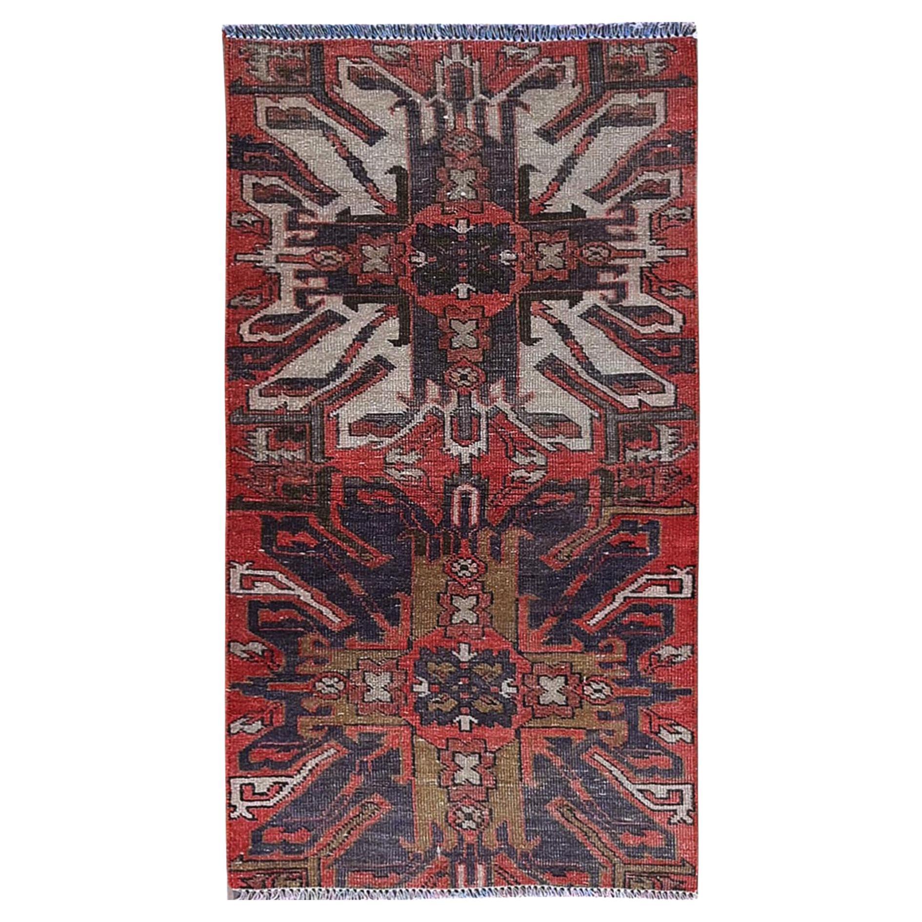 2'x3'10" Crimson Red Vintage Northwest Persian Hand Knotted Pure Wool Mat Rug