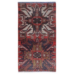 2'x3'10" Rojo Carmesí Vintage Alfombra Persa del Noroeste Anudada a Mano de Lana Pura