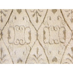 2'x3'2" Beige High and Low Textured Design Pure Undyed Wool Hand Knotted Rug