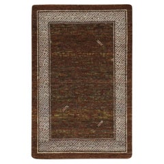 Alfombra de lana pura tejida a mano, de 2'x3'2", de color marrón, con influencia de Khotan y diseño intrincado