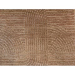 2'x3'2" Brown Silk and Carved Wool Sample Strike Off Art Nouveau Style Mat Rug