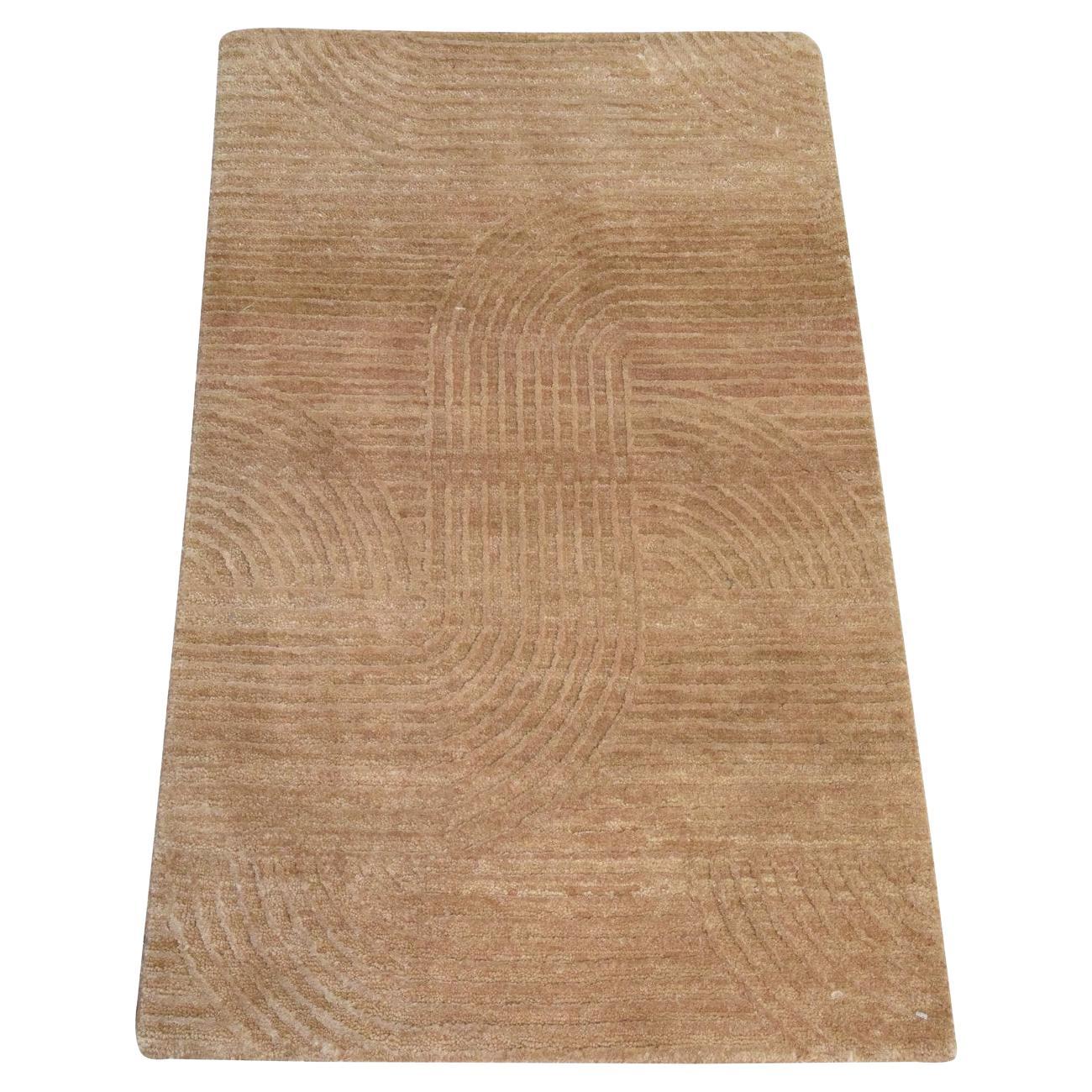 2
x3
2" Brown Silk and Carved Wool Sample Strike Off Art Nouveau Style Mat Rug For Sale