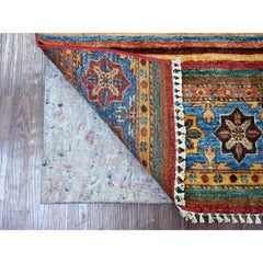 2'x3'2" Colorful Afghan Super Kazak with Khorjin Design Hand Knotted Wool Rug