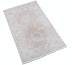 2x3.2 ft Traditional Soft Colored Accent Rug. Hand Knotted Wool Turkish Area Rug