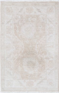 2x3.2 ft Traditional Soft Colored Accent Rug. Hand Knotted Wool Turkish Area Rug