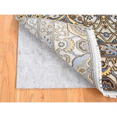 2'x3'2" Gray, Rajasthan Design, Hand Knotted Wool, Mat Fragment Sample Rug