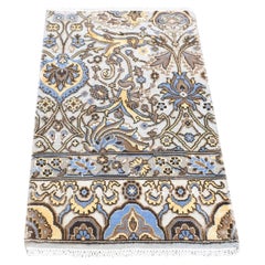2'x3'2" Gray, Rajasthan Design, Hand Knotted Wool, Mat Fragment Sample Rug