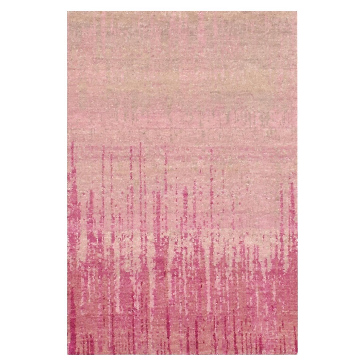 2
x3
2" Alfombra Oriental Anudada a Mano Diseño Ombre Vertical Rosa Lana Natural Estera