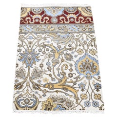 2'x3'2" Elfenbein, Rajasthan All Over Design, Handgeknüpfte Wolle, Matte Muster Teppich