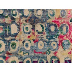 2'x3'2" THE PEACOCK, Sari Silk, Colorful, Hand Knotted, Mat, Oriental Rug