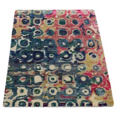 2
x3
2" THE PEACOCK, Sari di seta, Colorato, Annodato a mano, Tappeto, Tappeto Orientale