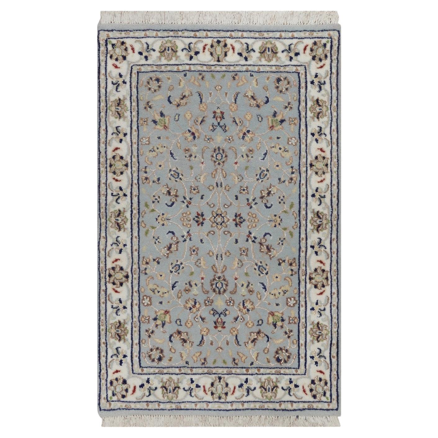 2
x3
3" Blau Nain mit All Over Design Handgeknüpft 250 KPSI Wolle 
Seide Teppich