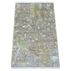 2
x3
3" Brown Hand Knotted Afghan Peshawar Birds of Paradise Design Wool Rug