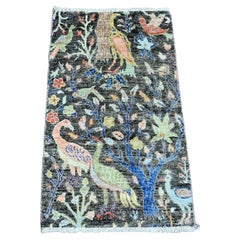 2
x3
4" Grau Afghan Peshawar Paradiesvögel Design Handgeknüpfter Wollteppich