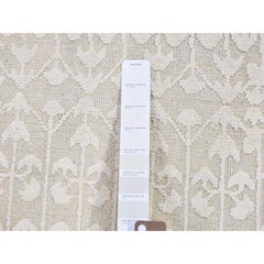 2'x3'4" Ivory Hand Knotted Silk with Textured Wool Tone on Tone Oriental Rug