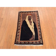 2'x3'6" Bole Brown Bokara Pictorial Featuring an Arab Sheikh Wall Hanging Rug
