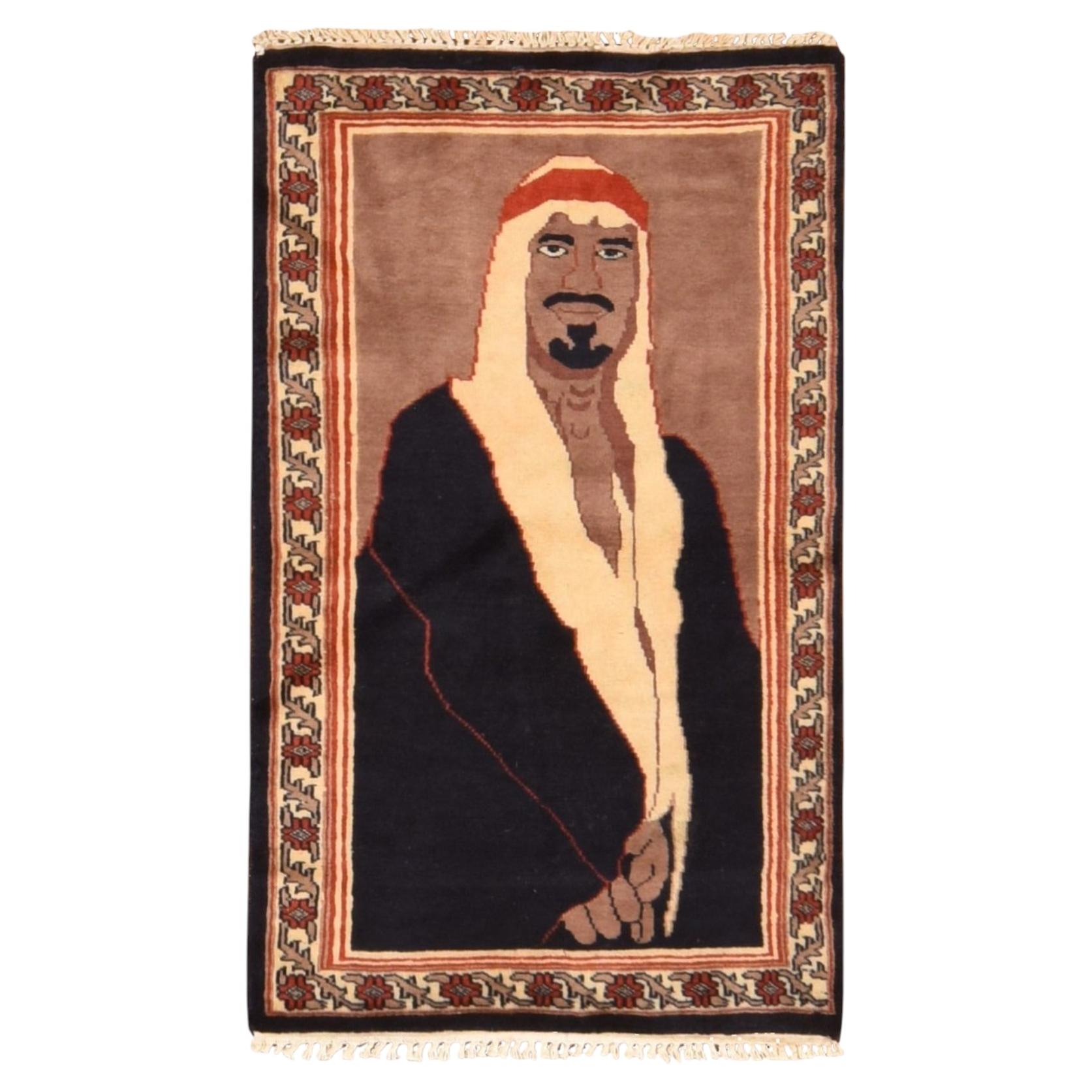 2'x3'6" Bole Brown Bokara Pictorial Featuring an Arab Sheikh Wall Hanging Rug For Sale