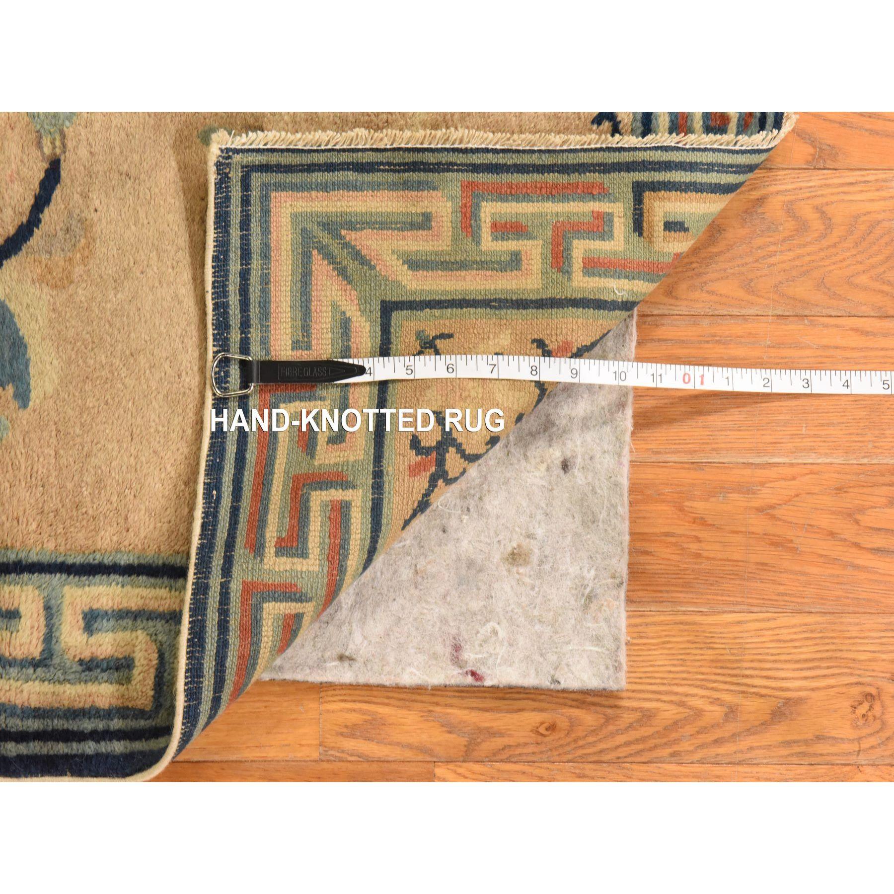 Cinese Tappeto in lana antico cinese di Pechino annodato a mano 2'x3'9