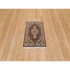Alfombra anudada a mano 100% lana 175 KPSI con diseño Tabriz rojo Mahagony de 2'x4'2
