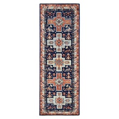 2'x5'10" Azul 200 KPSI Alfombra Oriental de Corredor de Diseño Armenio Caucásico