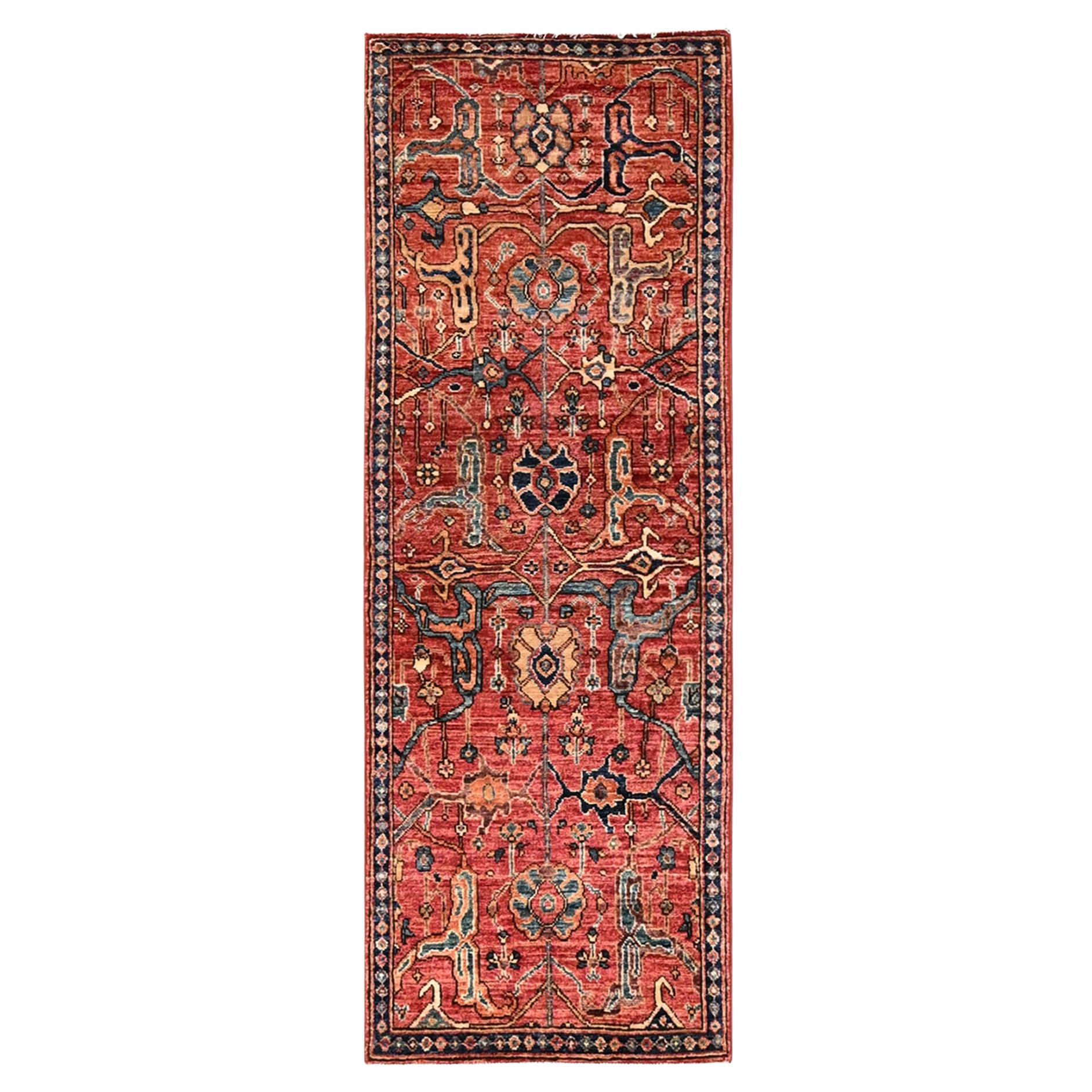2
x5
10" Brick Red Heriz All Over Design Hand Knotted Wool Runner Oriental Rug