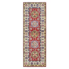 2
x5
10" Red Kazak with Tribal Medallions Design Wool Hand Knotted Runner Rug