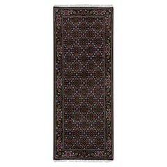 2'x5'3" Black Wool Tebraz Mahi All Over Fish Hand Knotted 175 KPSI Rug