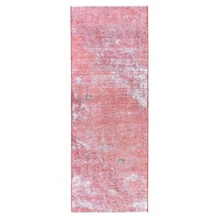 2'x5'7" Peach Overdyed Vintage Persian Tabriz Hand Knotted All Wool Runner Rug