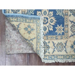 2'x5'8" Blue Vintage Look Kazak with Medallions Hand Knotted Wool Runner Rug