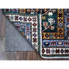 2'x5'8" Green Hand Knotted Wool Super Kazak Willow And Cypress Tree Runner Rug
