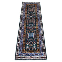 2
x5
8" Green Hand Knotted Wool Super Kazak Willow And Cypress Tree Runner Rug