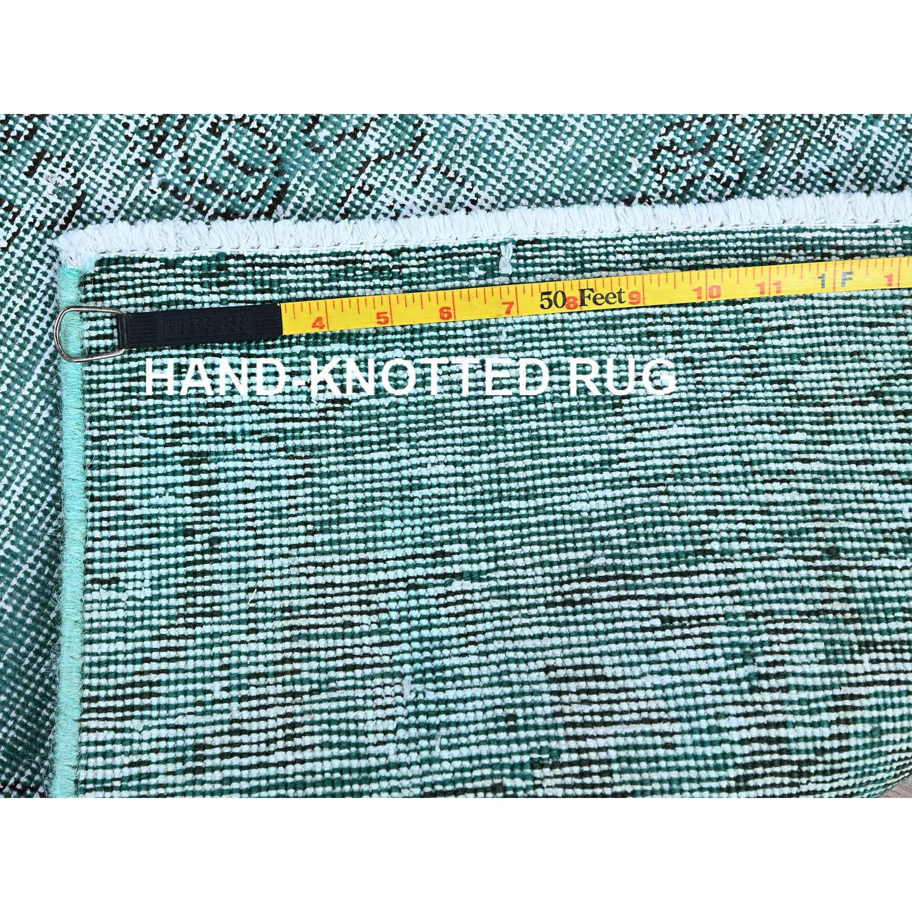 Tappeto Runner Verde Vintage Persiano Tabriz Annodato a Mano interamente in Lana 2'x5'8