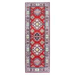 2
x5
9" Rot Kazak mit geometrischem Design Hand geknüpft weiche Wolle Läufer Teppich