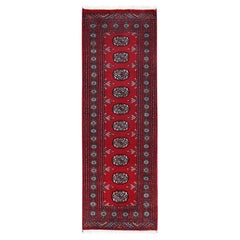 2'x6' Chili Red Princess Bokara Tribal Medallions Hand Knotted Runner Rug