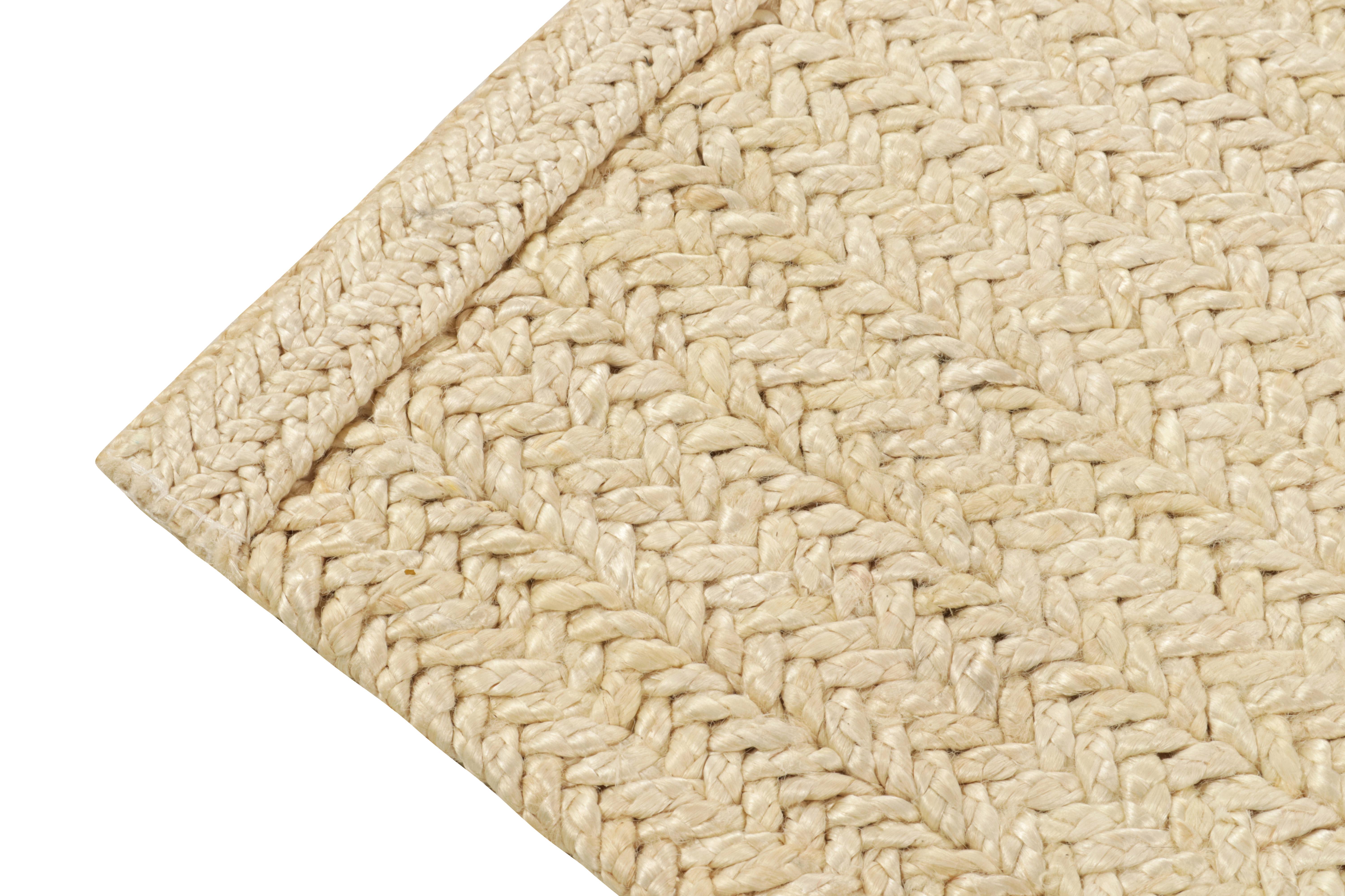 Wool Rug & Kilim's Contemporary Braided Runner in off White For Sale